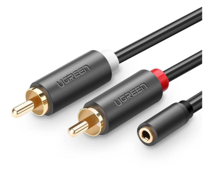 Kabel i złączka UGREEN AV102 Kabel 2x RCA Cinch jack 3.5 mm 025m czarny